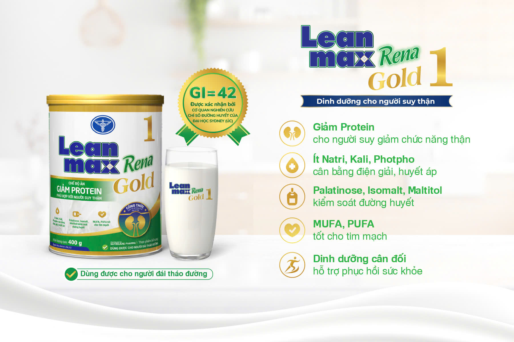 Hình 3: Leanmax Rena Gold 1– Sản phâm sữa chuyên biệt cho người gặp vấn đề về thận